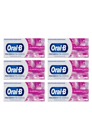 Oral-B Pro 3D White Advanced Luxe Glamorous White Diş Macunu 75 ml x 6 ADET ürün görseli 1