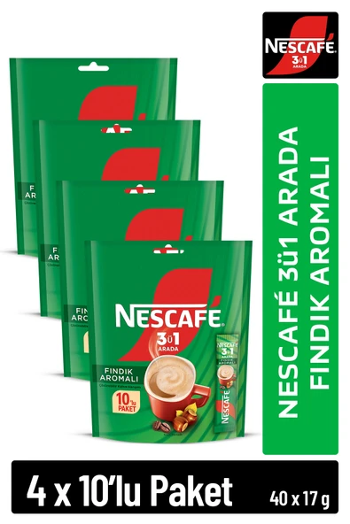 Nescafe 3ü1 Arada Fındık Aromalı Çözünebilir Kahve 17g 10'lu Paket 10X4 ürün görseli 1