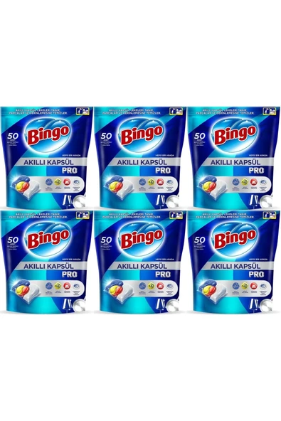 Bingo Akıllı Kapsül Pro Bulaşık Makinesi Deterjanı Tableti 300 Adet Limon Kokulu (6PK*50) ürün görseli 1