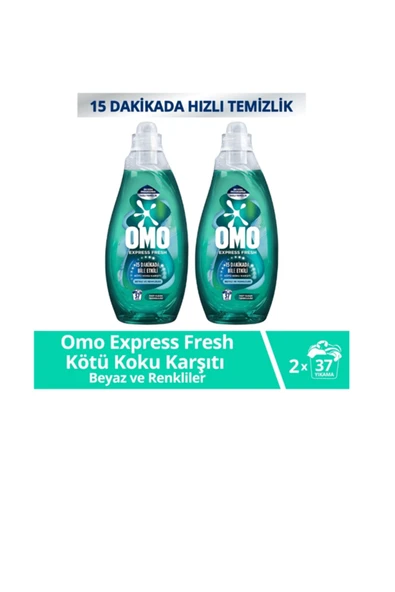Omo Express Fresh Kötü Koku Karşıtı Beyaz ve Renkliler Sıvı Çamaşır Deterjanı 1480 ml x2 ürün görseli 1