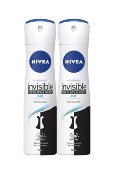 NIVEA Invisible Black & White Pure Kadın Deodorant 150 Ml X 2 Adet ürün görseli 1