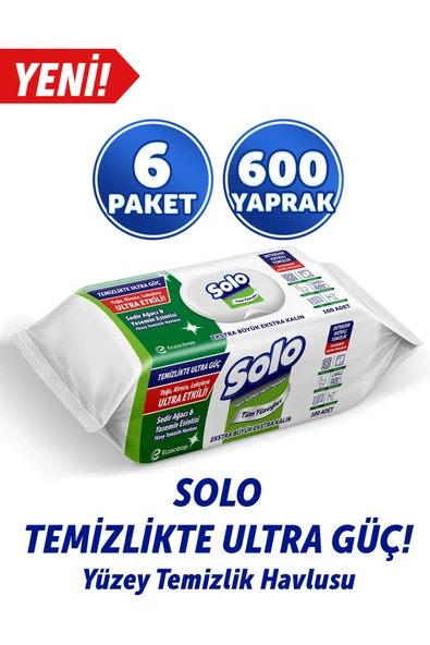 Solo Temizlikte Ultra Güç Sedir Ağacı&yasemin Esintisi Yüzey Temizlik Havlusu 6'lı 600 Yaprak ürün görseli 1