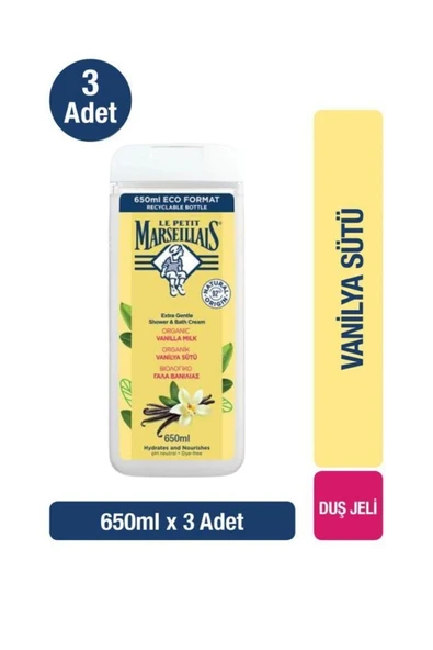 Le Petit Marseillais Vanilya Sütü Duş Jeli 650 ml x3 ürün görseli 1
