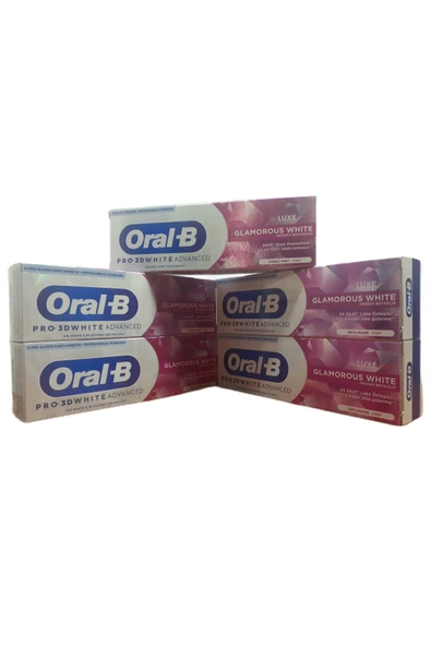 Oral-B PRO 3D WHİTE ADVANCED GLAMOROUS WHİTE 75 ML DİŞ MACUNU X 5 ADET ürün görseli 1