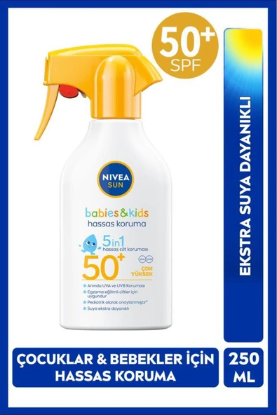 NIVEA SUN SPF50+Çocuk,Bebek İçin Çok Yüksek Korumalı Güneş Spreyi 250 ml,Hassas Cilde Özel,Parfüm İçermez ürün görseli 1