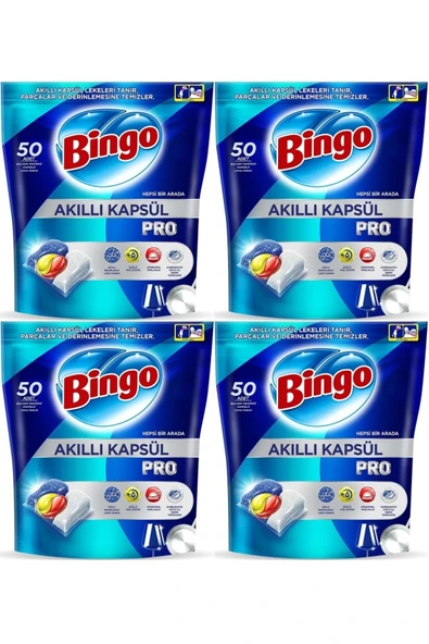 Bingo Akıllı Kapsül Pro Bulaşık Makinesi Deterjanı Tableti 200 Adet Limon Kokulu (4PK*50) ürün görseli 1