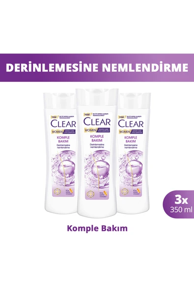 Clear Women Kepeğe Karşı Etkili Şampuan Komple Bakım 350 ml x3 ürün görseli 1