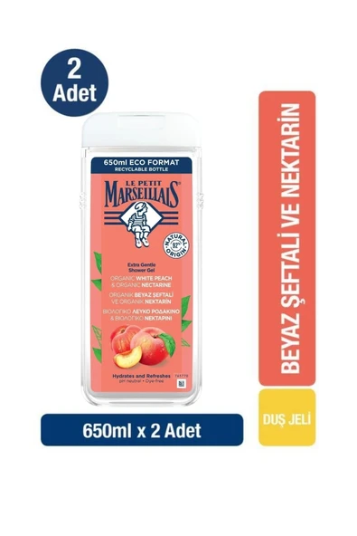 Le Petit Marseillais Duş Jeli Beyaz Şeftali & Nektarin 650 ml x 2 ürün görseli 1