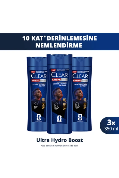 Clear Men Kepeğe Karşı Etkili Şampuan Vini Jr. Ultra Hydro Boost 350 ml x3 ürün görseli 1