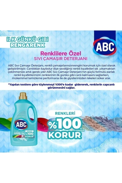 ABC Renklilere Özel Sıvı Çamaşır Deterjan3 Lt - Resim 3