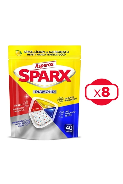 ASPEROX Sparx Diamond Bulaşık Makinesi Kapsülü 40'lı x 8 Adet ürün görseli 1