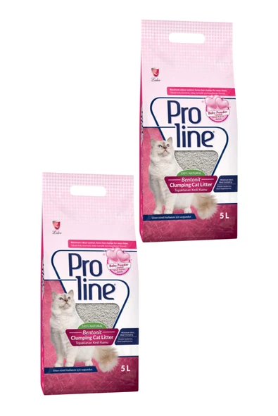 Proline Topaklanan Bentonit Bebek Pudrası Kokulu Kedi Kumu 2 x 5 Lt ürün görseli 1