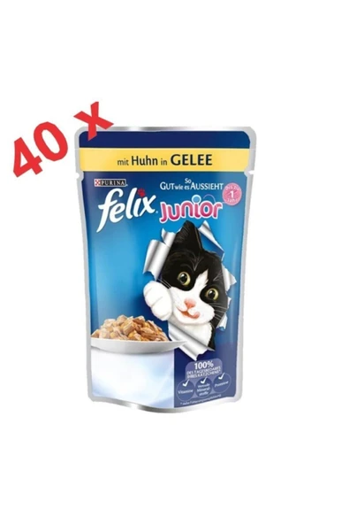 FELIX Junior Sığır Etli Yavru Kedi Pouch 85 Gr X 40 Adet ürün görseli 1