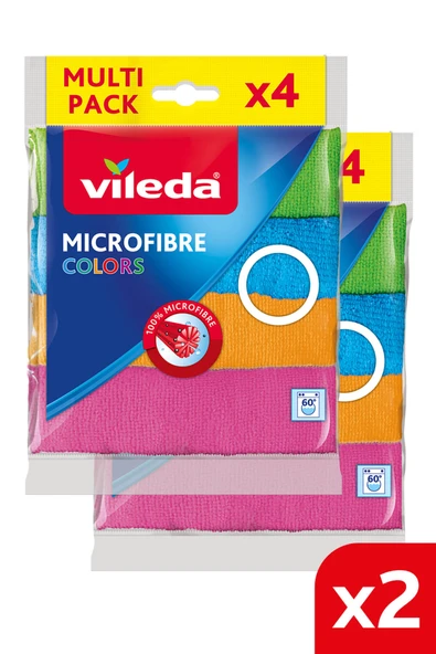 Vileda 2 Paket 4 lü %100 Mikrofiber Colors Temizlik Bezi ürün görseli 1