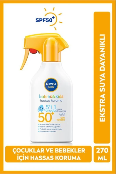 NIVEA Sensitive Sun Protection And Waterproof Sun Spray for Baby And Children Spf50-270ml ürün görseli 1