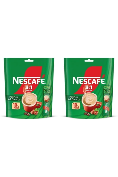 Nescafe 3ü1 Arada Fındık Aromalı Granül Kahve 10'lu Paket (2 ADET) ürün görseli 1