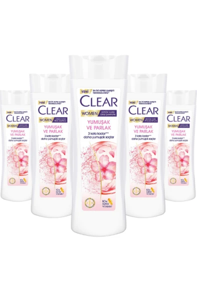 Clear Women Kepeğe Karşı Etkili Şampuan Yumuşak Ve Parlak 350 ML * 5 Adet ürün görseli 1