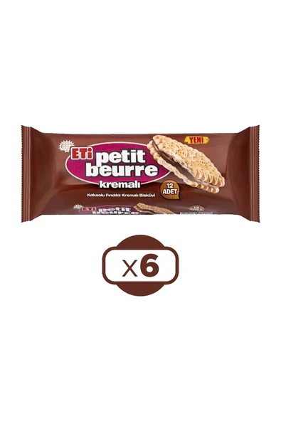 Eti Kakaolu Fındık Kremalı Petibör Bisküvi 270 gr x 6 Adet ürün görseli 1