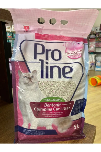 Proline bebek pudrası kokulu topaklanan kedi kumu 5lt ürün görseli 1