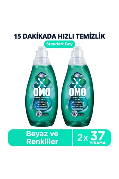 Omo Express Fresh Kötü Koku Karşıtı Beyaz ve Renkliler Sıvı Çamaşır Deterjanı 1480 ml x2 ürün görseli 1