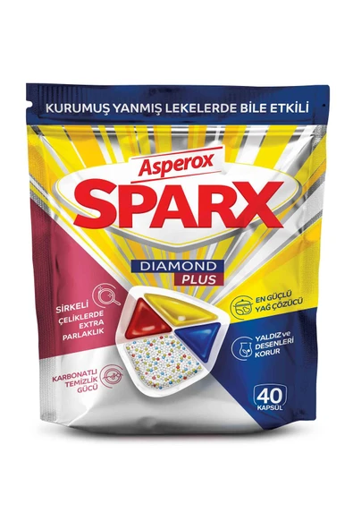 ASPEROX Sparx Diamond Plus Bulaşık Makinesi Kapsül 40 Lı Daha Güçlü (Yeni Ürün) ürün görseli 1