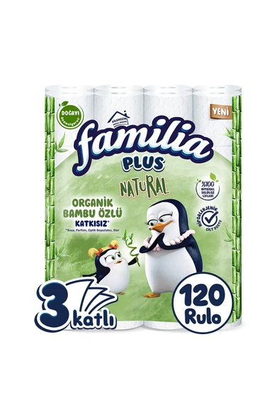 Familia Plus Natural Tuvalet Kağıdı 120 Rulo (40 Rulo x 3 Paket) ürün görseli 1