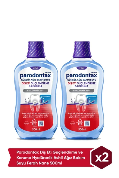 Parodontax Diş Eti Güçlendirme Ve Koruma Hyalüronik Asitli Ağız Bakım Suyu Ferah Nane 500ml X2 ürün görseli 1