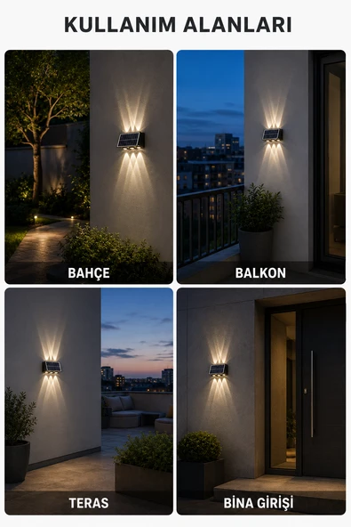 10W 4200K IP54 Solar LED Bahçe Duvar Lambası - Resim 3
