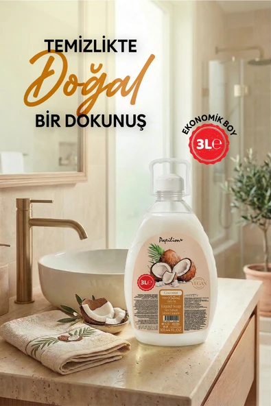 Papilion Hindistan Cevizi Aromalı Sıvı El Sabunu 3000 ml Nemlendirici pH Dengeli Tropikal Ferahlık Doğal ürün görseli 1