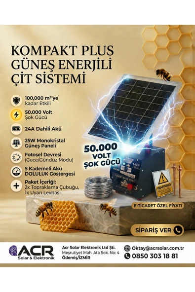 ACR GÜÇMATİK Güneş Enerjili Elektrikli Çit Makinası Seti Domuz kovucu şok 50 BİN VOLT ÖZEL SERİ ürün görseli 1
