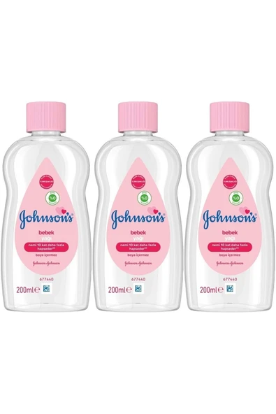 Johnson's Johnsons Baby Bebek Yağı 200ML Nemlendirici (Pembe) (3 Lü Set) ürün görseli 1