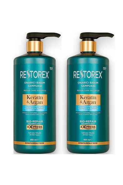 Restorex Keratin Argan Onarıcı Bakım Şampuanı 900 ml 2 ADET ürün görseli 1