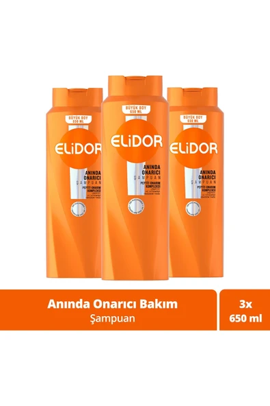 Elidor Anında Onarıcı Bakım Saç Bakım Şampuanı 650 ml x 3 Adet ürün görseli 1