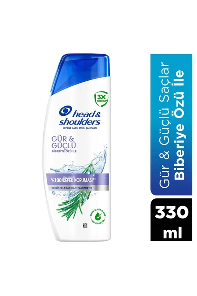 Head & Shoulders Biberiye Özlü Gür ve Güçlü Saçlar Kepeğe Karşı Etkili Şampuan 330ml ürün görseli 1