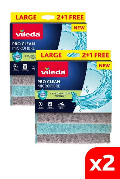 Vileda 2 Paket 3'lü Pro Clean Enzim Teknolojili Mikrofiber Temizlik Bezi ürün görseli 1