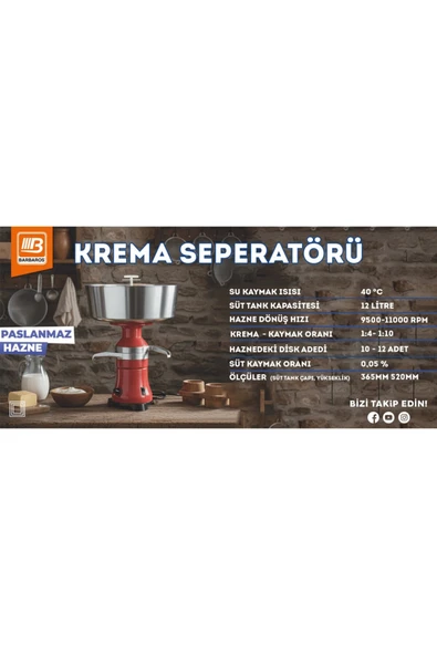 BARTECH 12 L Elektrikli Krema Seperatörü - Resim 2