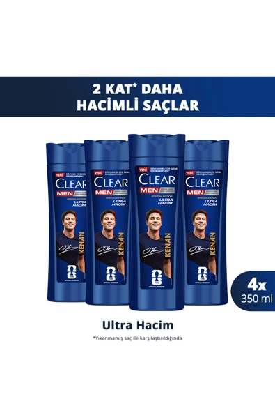 Clear Men Kepeğe Karşı Etkili Şampuan Kenan Yıldız Ultra Hacim 350 ml x4 ürün görseli 1