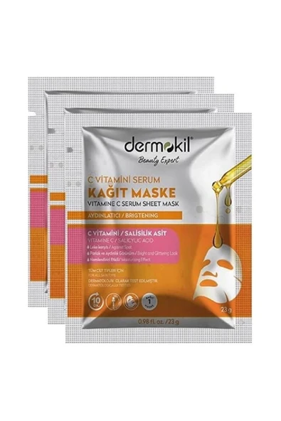 Dermokil DERMOKİL KAĞIT MASKE C VİTAMİN SERUM 23 GR X 3 ADET ürün görseli 1