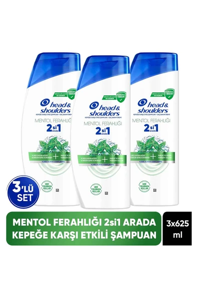 Head & Shoulders 2'si 1 Arada Mentol Ferahlığı Kepek Karşıtı Şampuan 625ml x 3 Adet ürün görseli 1