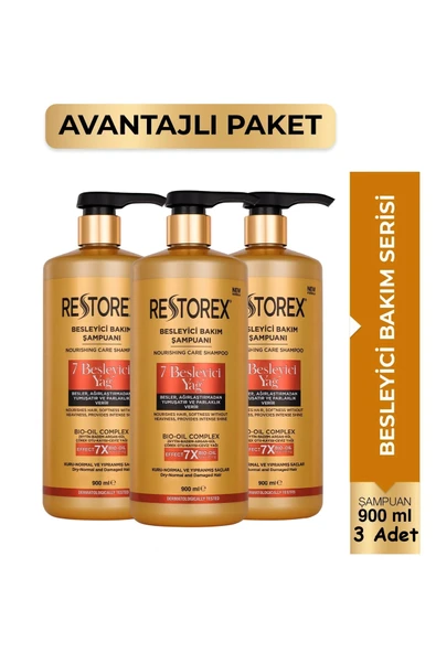 Restorex 7 Besleyici Yağ Şampuan 900 ml x 3 Adet ürün görseli 1