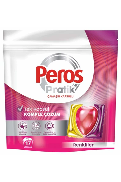 Peros Pratik Matik Çamaşır Deterjanı Kapsülü - Tableti 17 Adet Renkliler- ürün görseli 1