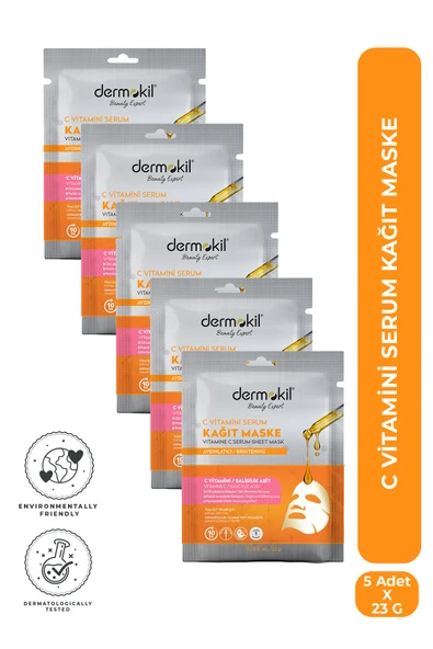 Dermokil C Vitamini Serum İçeren Kağıt Yüz Maskesi x 5 Adet ürün görseli 1