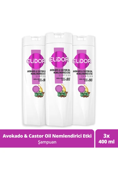 Elidor Şampuan Avokado ve Castor Oil Nemlendirici Etki 400 ml x3 ürün görseli 1