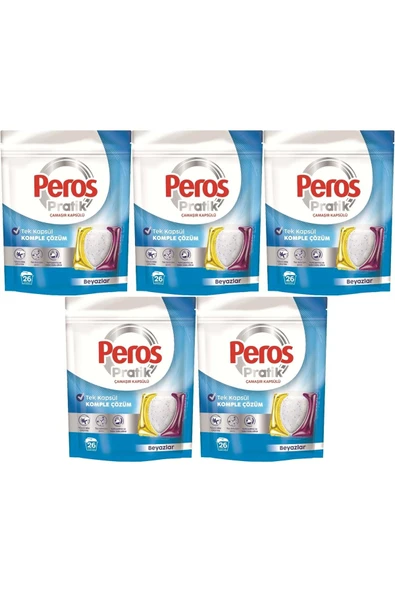 Peros Pratik Matik Çamaşır Deterjanı Kapsülü - Tableti 130 Adet Beyazlar (5PK*26) ürün görseli 1