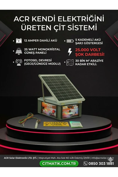 ACR GÜÇMATİK ACR Arıcı Özel Çit Güneş Panelli Kompakt Elektrikli Çit ayı çiti domuz kovucu 25 BİN VOLT ürün görseli 1