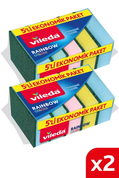 Vileda 2 Paket 5 Li Rainbow Bulaşık Süngeri ürün görseli 1