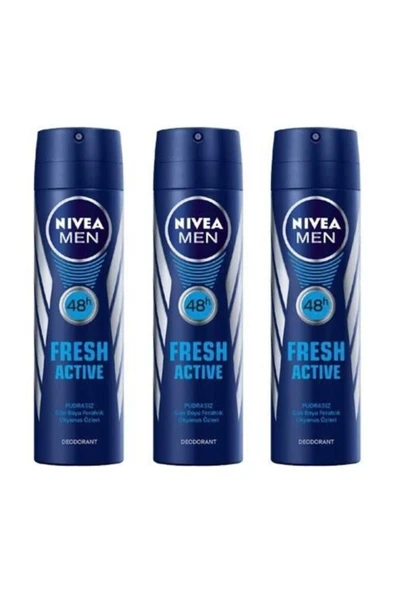 NIVEA Men Deodorant Fresh Active 3 x 150 ml ürün görseli 1