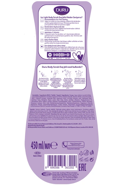 Duru Body Scrub Ice Light Duş Jeli 2x450ml - Resim 6