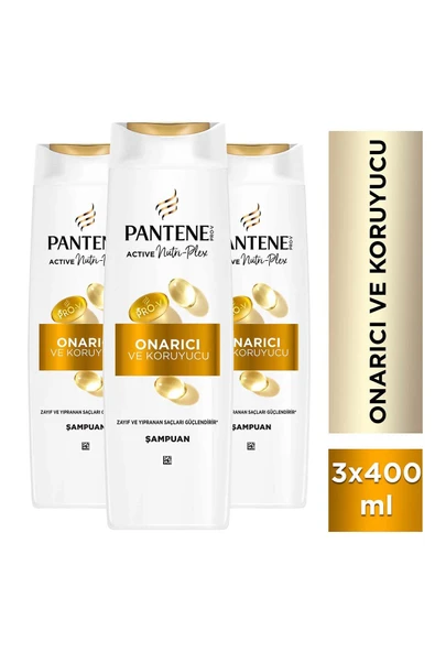 Pantene Active Nutri-Plex Onarıcı & Koruyucu Şampuan 400ml Yıpranmış Saçlar için x 3 Adet ürün görseli 1