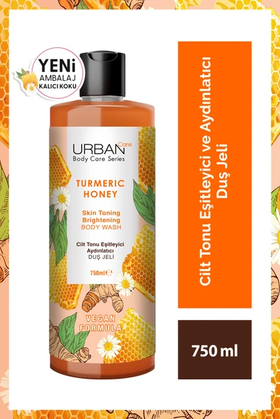 Urban Care Turmeric Honey Cilt Tonu Eşitleyici ve Aydınlatıcı Duş Jeli 750 ml-vegan ürün görseli 1